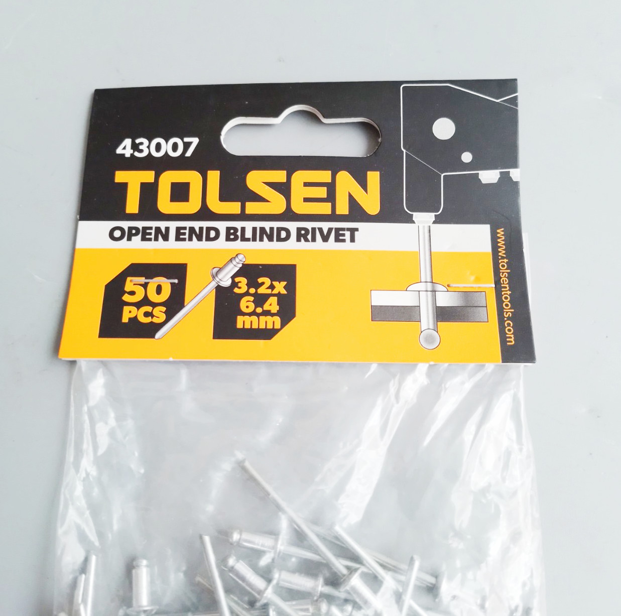 G&oacute;i 50 đinh rive nh&ocirc;m 3.2x6.4mm Tolsen 43007  Tolsen | Gi&aacute; rẻ nhất - C&ocirc;ng Ty TNHH Thương Mại Dịch Vụ Đạt T&acirc;m