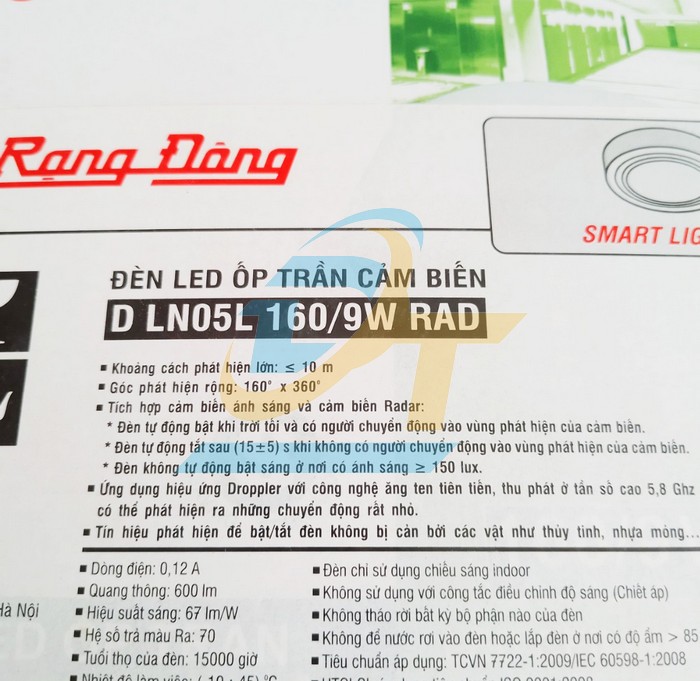 Đ&egrave;n Led ốp trần 9W 6500K Rạng Đ&ocirc;ng D LN05L 160/9W D LN05L 160/9W RangDong | Gi&aacute; rẻ nhất - C&ocirc;ng Ty TNHH Thương Mại Dịch Vụ Đạt T&acirc;m