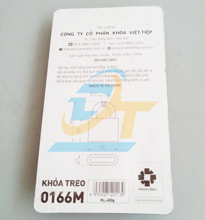Kh&oacute;a treo đồng Việt Tiệp 0166M  VietTiep | Gi&aacute; rẻ nhất - C&ocirc;ng Ty TNHH Thương Mại Dịch Vụ Đạt T&acirc;m