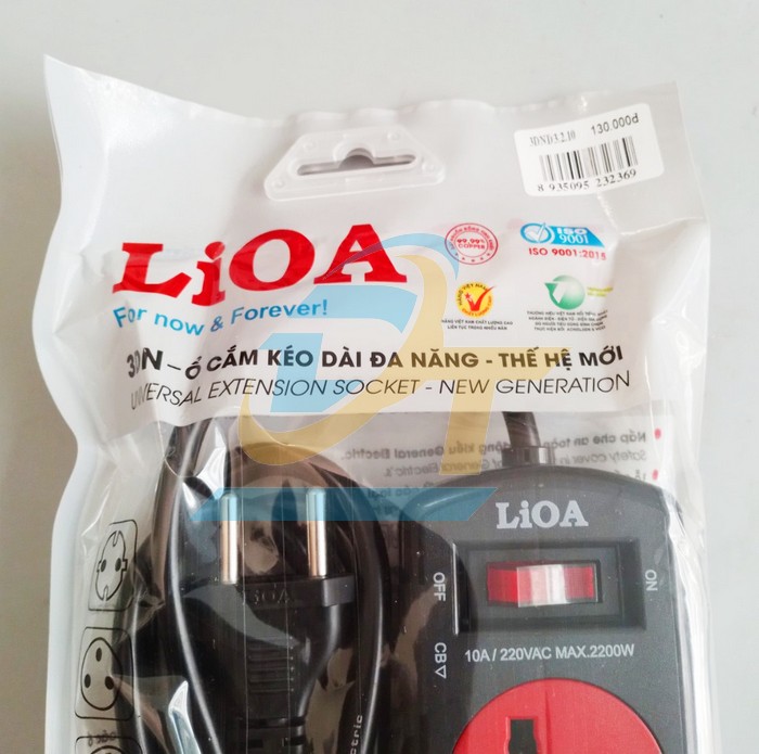 Ổ cắm 3 lỗ 3 chấu d&acirc;y d&agrave;i 3m c&oacute; c&ocirc;ng tắc LiOA 3DND3.2.10  LiOA | Gi&aacute; rẻ nhất - C&ocirc;ng Ty TNHH Thương Mại Dịch Vụ Đạt T&acirc;m