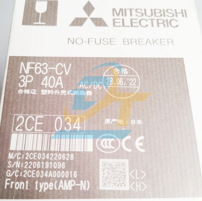 Cầu dao điện MCCB (khối) Mitsubishi NF63-CV 3P 40A 5kA  MITSUBISHI | Gi&aacute; rẻ nhất - C&ocirc;ng Ty TNHH Thương Mại Dịch Vụ Đạt T&acirc;m