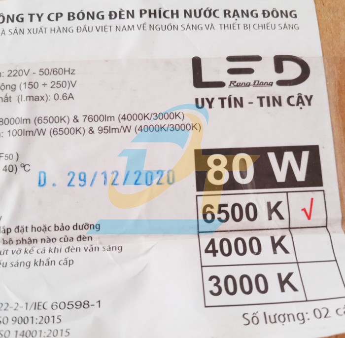 Đ&egrave;n Led Panel vu&ocirc;ng 6500K Rạng Đ&ocirc;ng D P08 600x1200/80W  RangDong | Gi&aacute; rẻ nhất - C&ocirc;ng Ty TNHH Thương Mại Dịch Vụ Đạt T&acirc;m