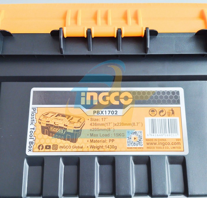 Th&ugrave;ng đồ nghề kh&oacute;a kim loại 17" (436x220x205mm) INGCO PBX1702  INGCO | Gi&aacute; rẻ nhất - C&ocirc;ng Ty TNHH Thương Mại Dịch Vụ Đạt T&acirc;m