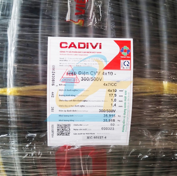 D&acirc;y c&aacute;p điện Cadivi CVV 4x10 - 300/500V  Cadivi | Gi&aacute; rẻ nhất - C&ocirc;ng Ty TNHH Thương Mại Dịch Vụ Đạt T&acirc;m
