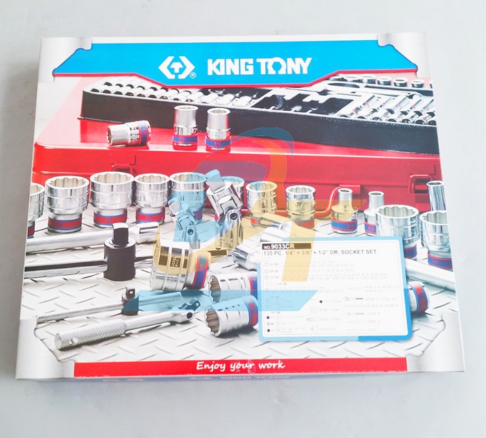 Bộ tu&yacute;p 135 chi tiết 1/2" - 1/4" - 3/8" Kingtony 9033CR  KingTony | Gi&aacute; rẻ nhất - C&ocirc;ng Ty TNHH Thương Mại Dịch Vụ Đạt T&acirc;m
