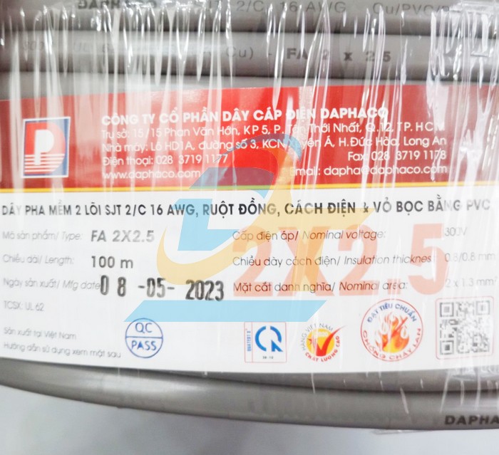 C&aacute;p pha mềm 2 l&otilde;i VVCm 2x2.5mm2 Daphaco VVCm2x2.5 Daphaco | Gi&aacute; rẻ nhất - C&ocirc;ng Ty TNHH Thương Mại Dịch Vụ Đạt T&acirc;m