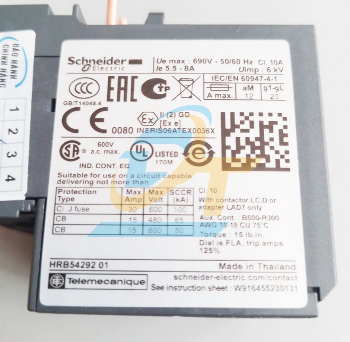 Relay nhiệt 5.5-8.0A Schneider LRD12  SCHNEIDER | Gi&aacute; rẻ nhất - C&ocirc;ng Ty TNHH Thương Mại Dịch Vụ Đạt T&acirc;m