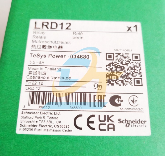 Relay nhiệt 5.5-8.0A Schneider LRD12  SCHNEIDER | Gi&aacute; rẻ nhất - C&ocirc;ng Ty TNHH Thương Mại Dịch Vụ Đạt T&acirc;m