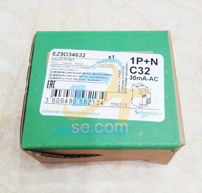 Cầu dao chống giật RCBO Easy9 (1P+N) 32A 30mA 230V Schneider EZ9D34632  SCHNEIDER | Gi&aacute; rẻ nhất - C&ocirc;ng Ty TNHH Thương Mại Dịch Vụ Đạt T&acirc;m