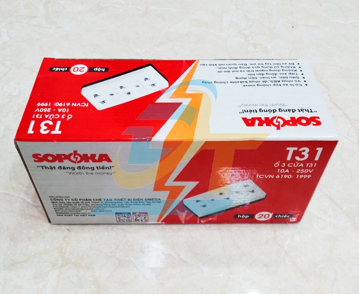 Ổ cắm 3 lỗ 2 chấu Sopoka T31 T31 Sopoka | Gi&aacute; rẻ nhất - C&ocirc;ng Ty TNHH Thương Mại Dịch Vụ Đạt T&acirc;m
