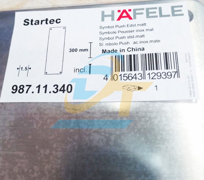 Bảng đẩy cửa Push inox mờ Hafele 987.11.340  HAFELE | Gi&aacute; rẻ nhất - C&ocirc;ng Ty TNHH Thương Mại Dịch Vụ Đạt T&acirc;m