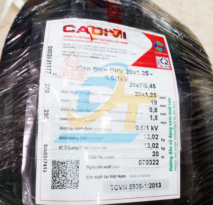 C&aacute;p điều khiển kh&ocirc;ng m&agrave;n chắn Cadivi DVV 20x1.25 - 0.6/1kV  Cadivi | Gi&aacute; rẻ nhất - C&ocirc;ng Ty TNHH Thương Mại Dịch Vụ Đạt T&acirc;m
