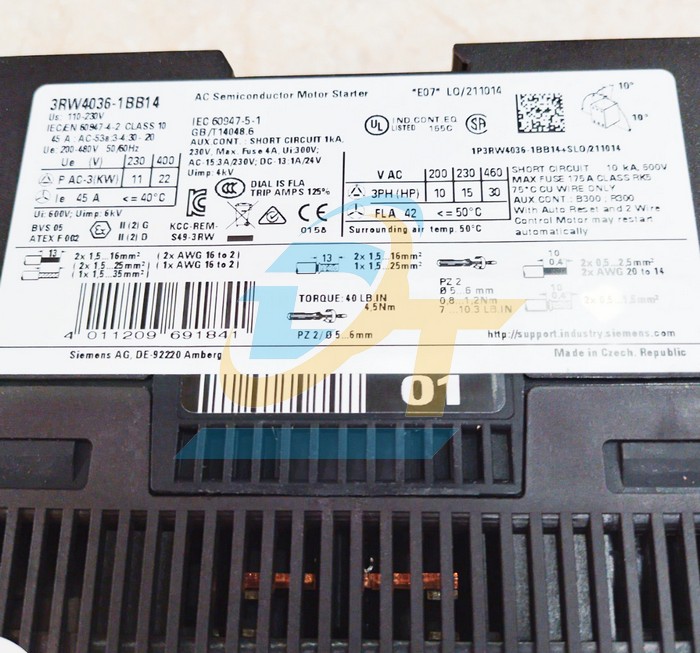 Khởi động mềm 22kW Siemens 3RW4036-1BB14 3RW4036-1BB14 SIEMENS | Gi&aacute; rẻ nhất - C&ocirc;ng Ty TNHH Thương Mại Dịch Vụ Đạt T&acirc;m