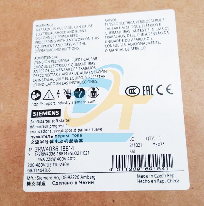 Khởi động mềm 22kW Siemens 3RW4036-1BB14 3RW4036-1BB14 SIEMENS | Gi&aacute; rẻ nhất - C&ocirc;ng Ty TNHH Thương Mại Dịch Vụ Đạt T&acirc;m