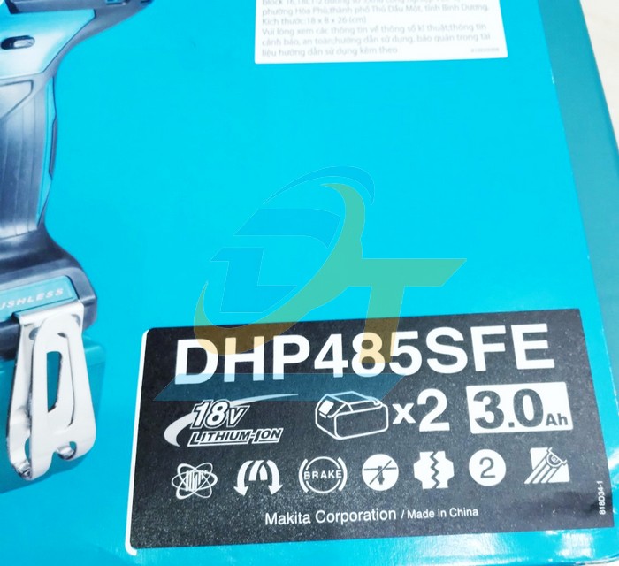 M&aacute;y khoan động lực d&ugrave;ng pin 18V Makita DHP485SFE (K&egrave;m 2 pin 3Ah + 1 Sạc)  Makita | Gi&aacute; rẻ nhất - C&ocirc;ng Ty TNHH Thương Mại Dịch Vụ Đạt T&acirc;m