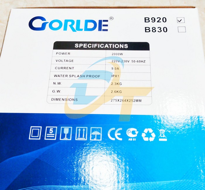 M&aacute;y sấy tay 2000W 220V Gorlde B-920  GORLDE | Gi&aacute; rẻ nhất - C&ocirc;ng Ty TNHH Thương Mại Dịch Vụ Đạt T&acirc;m