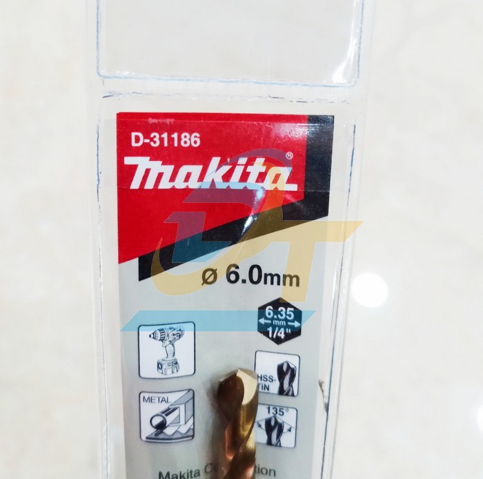 Mũi khoan sắt HSS-TIN chu&ocirc;i lục gi&aacute;c 6x113mm Makita D-31186 D-31186 Makita | Gi&aacute; rẻ nhất - C&ocirc;ng Ty TNHH Thương Mại Dịch Vụ Đạt T&acirc;m