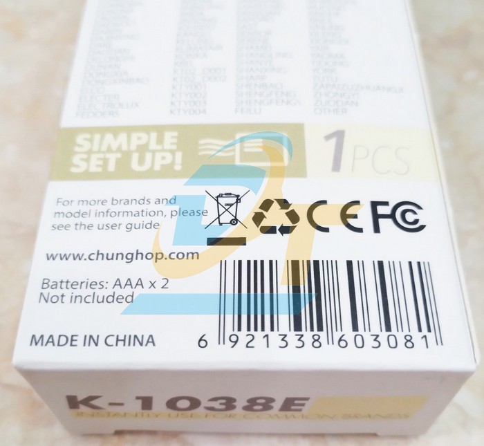 Remote m&aacute;y lạnh đa năng Chunghop K-1038E  CHUNGHOP | Gi&aacute; rẻ nhất - C&ocirc;ng Ty TNHH Thương Mại Dịch Vụ Đạt T&acirc;m