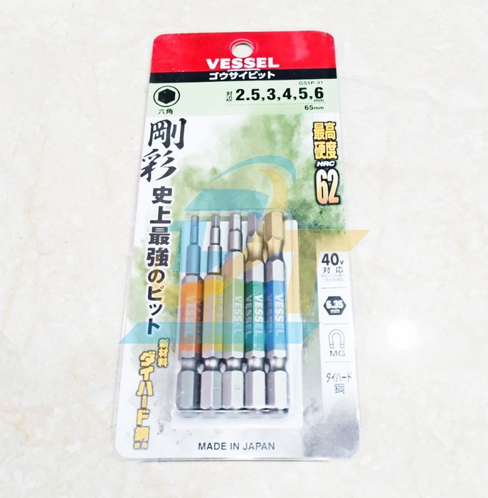 Bộ 5 mũi v&iacute;t đầu lục gi&aacute;c d&agrave;i 65mm Vessel GS5P-31  Vessel | Gi&aacute; rẻ nhất - C&ocirc;ng Ty TNHH Thương Mại Dịch Vụ Đạt T&acirc;m