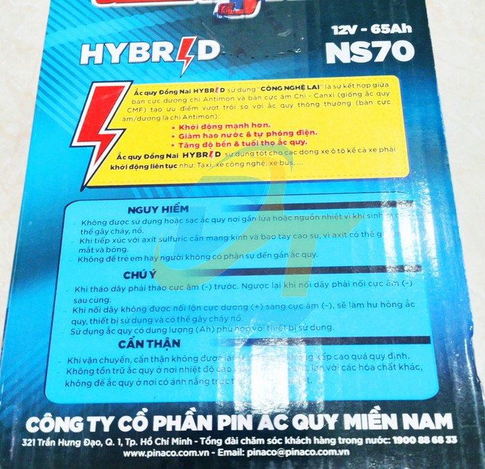 Ắc quy nước Pinaco Đồng Nai NS70 (12V-65Ah)  PINACO | Gi&aacute; rẻ nhất - C&ocirc;ng Ty TNHH Thương Mại Dịch Vụ Đạt T&acirc;m