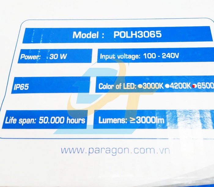 Đ&egrave;n Led pha 30W 6500K Paragon POLH3065  Paragon | Gi&aacute; rẻ nhất - C&ocirc;ng Ty TNHH Thương Mại Dịch Vụ Đạt T&acirc;m