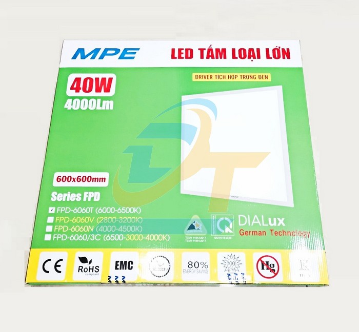 Đ&egrave;n Led Panel 600x600x35mm 40W 6000-6500K MPE FPD-6060T FPD-6060T MPE | Gi&aacute; rẻ nhất - C&ocirc;ng Ty TNHH Thương Mại Dịch Vụ Đạt T&acirc;m