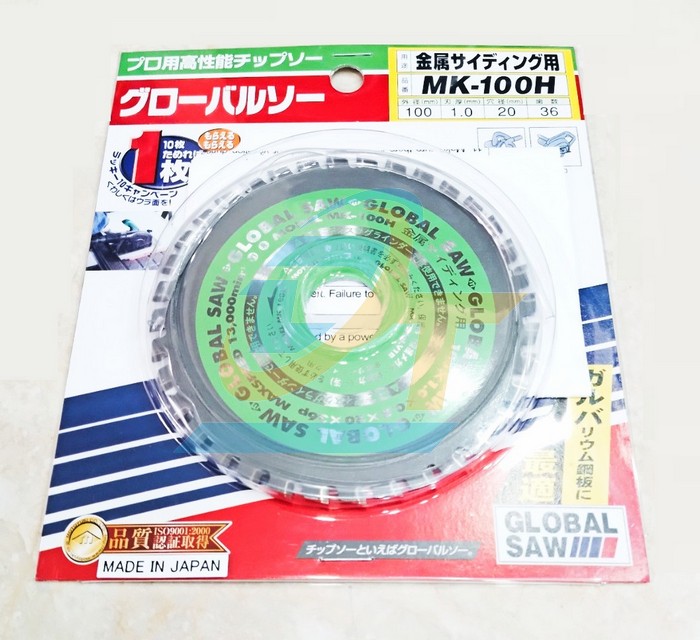 Lưỡi cưa đĩa hợp kim cắt inox 100x1.0x20x36 Global Saw MK-100H  GLOBAL-SAW | Gi&aacute; rẻ nhất - C&ocirc;ng Ty TNHH Thương Mại Dịch Vụ Đạt T&acirc;m