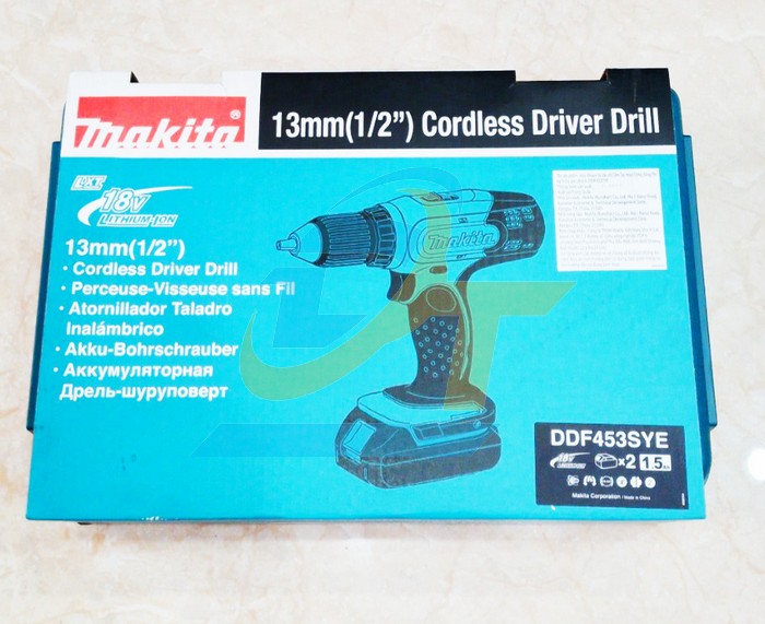 M&aacute;y khoan vặn v&iacute;t d&ugrave;ng pin 18V Makita DDF453SYE (K&egrave;m 2 pin 1.5Ah + 1 Sạc)  Makita | Gi&aacute; rẻ nhất - C&ocirc;ng Ty TNHH Thương Mại Dịch Vụ Đạt T&acirc;m