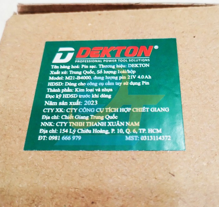 Pin Li-ion 21V 4.0Ah Dekton M21-B4000  DEKTON | Gi&aacute; rẻ nhất - C&ocirc;ng Ty TNHH Thương Mại Dịch Vụ Đạt T&acirc;m