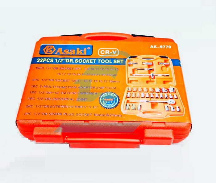 Bộ tu&yacute;p 1/2" 32 chi tiết 8-32mm xi b&oacute;ng Asaki AK-9770 AK-9770 Asaki | Gi&aacute; rẻ nhất - C&ocirc;ng Ty TNHH Thương Mại Dịch Vụ Đạt T&acirc;m