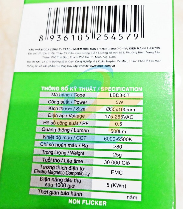 B&oacute;ng đ&egrave;n LED Bulb chống ẩm 5W 6500K 175-265V MPE LBD3-5T  MPE | Gi&aacute; rẻ nhất - C&ocirc;ng Ty TNHH Thương Mại Dịch Vụ Đạt T&acirc;m
