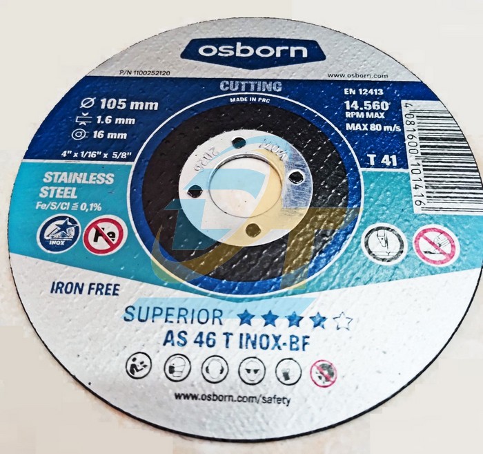 Đ&aacute; cắt AS 46 T INOX-BF Osborn 105x1.6x16mm  OSBORN | Gi&aacute; rẻ nhất - C&ocirc;ng Ty TNHH Thương Mại Dịch Vụ Đạt T&acirc;m