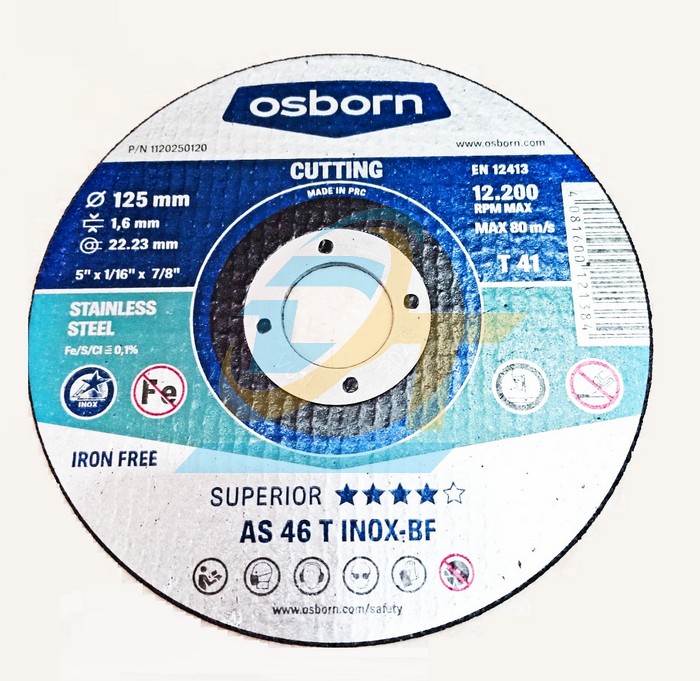Đ&aacute; cắt AS 46 T INOX-BF Osborn 125x1.6x22.23mm  OSBORN | Gi&aacute; rẻ nhất - C&ocirc;ng Ty TNHH Thương Mại Dịch Vụ Đạt T&acirc;m