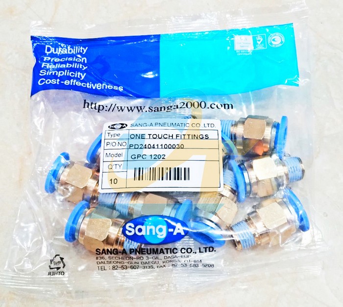 Đầu nối hơi thẳng ren ngo&agrave;i 13 ống 12 Sang-A GPC1202  SANG-A | Gi&aacute; rẻ nhất - C&ocirc;ng Ty TNHH Thương Mại Dịch Vụ Đạt T&acirc;m