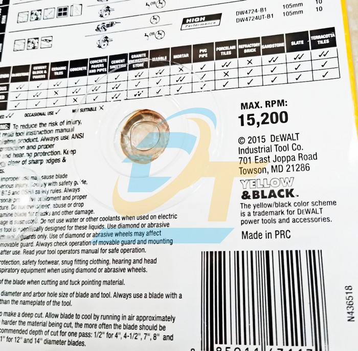 Lưỡi cắt kim cương 105x16/20mm Dewalt DW4724UT-B1  DEWALT | Gi&aacute; rẻ nhất - C&ocirc;ng Ty TNHH Thương Mại Dịch Vụ Đạt T&acirc;m