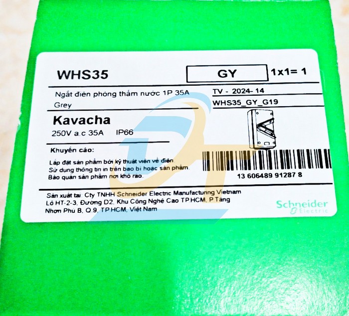 Ngắt điện ph&ograve;ng thấm nước 1P 35A Schneider WHS35_GY_G19  SCHNEIDER | Gi&aacute; rẻ nhất - C&ocirc;ng Ty TNHH Thương Mại Dịch Vụ Đạt T&acirc;m