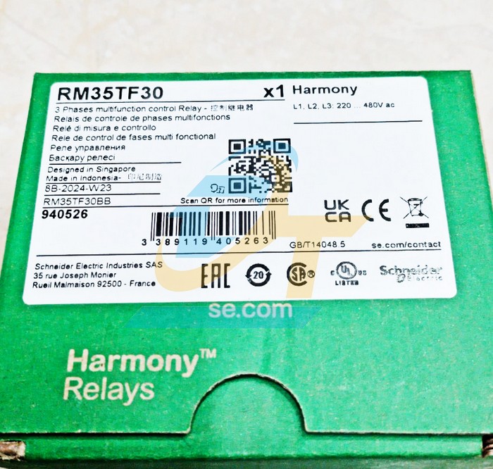 Relay bảo vệ động cơ 3P 5A 250V Schneider RM35TF30  SCHNEIDER | Gi&aacute; rẻ nhất - C&ocirc;ng Ty TNHH Thương Mại Dịch Vụ Đạt T&acirc;m