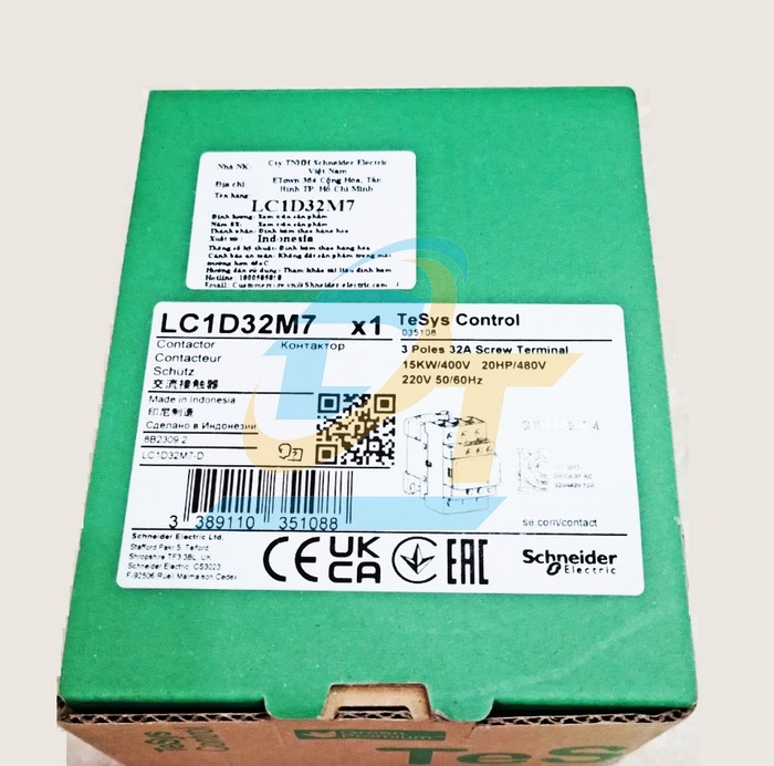 Khởi động từ 3P 32A 220V Schneider LC1D32M7  SCHNEIDER | Gi&aacute; rẻ nhất - C&ocirc;ng Ty TNHH Thương Mại Dịch Vụ Đạt T&acirc;m