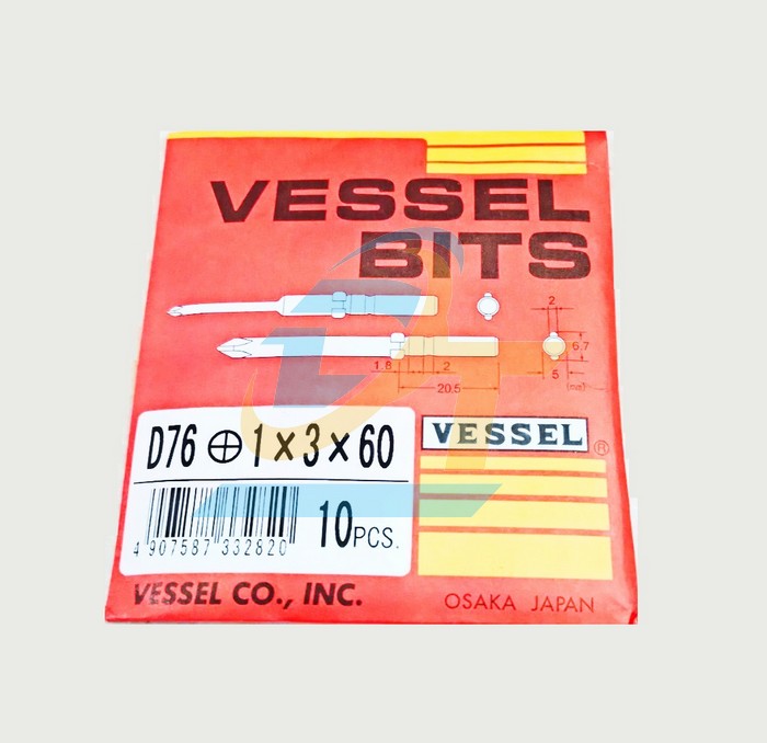 Mũi vặn v&iacute;t 4 cạnh chu&ocirc;i c&aacute;nh bướm PH1 Vessel D76 +1x3x60  Vessel | Gi&aacute; rẻ nhất - C&ocirc;ng Ty TNHH Thương Mại Dịch Vụ Đạt T&acirc;m