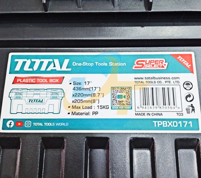 Th&ugrave;ng đồ nghề 17" (436x220x205mm) kh&oacute;a nhựa Total TPBX0171  Total | Gi&aacute; rẻ nhất - C&ocirc;ng Ty TNHH Thương Mại Dịch Vụ Đạt T&acirc;m