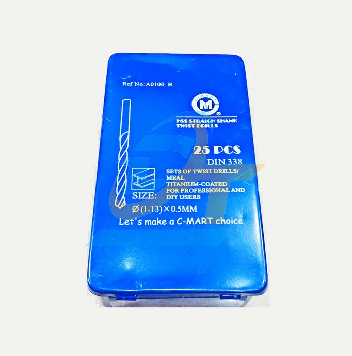Bộ 25 mũi khoan sắt HSS phủ titanium 1-13mm C-Mart A0100B  C-MART | Gi&aacute; rẻ nhất - C&ocirc;ng Ty TNHH Thương Mại Dịch Vụ Đạt T&acirc;m