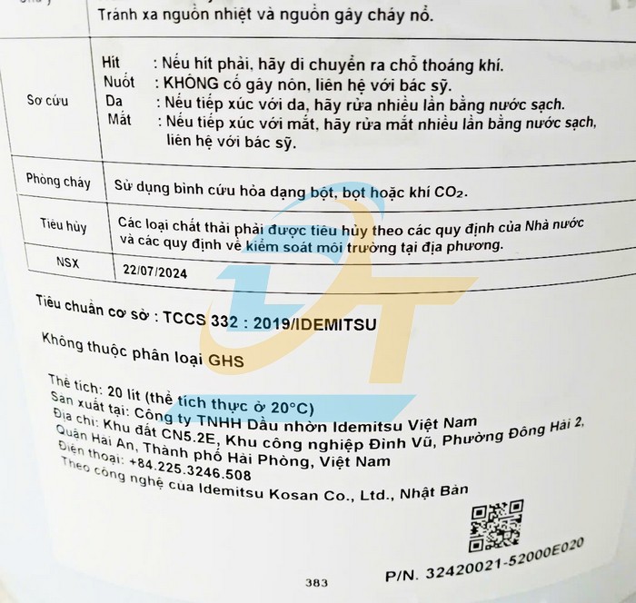 Dầu m&aacute;y n&eacute;n kh&iacute; Idemitsu Daphne Super Screw 46 (20L)  IDEMITSU | Gi&aacute; rẻ nhất - C&ocirc;ng Ty TNHH Thương Mại Dịch Vụ Đạt T&acirc;m