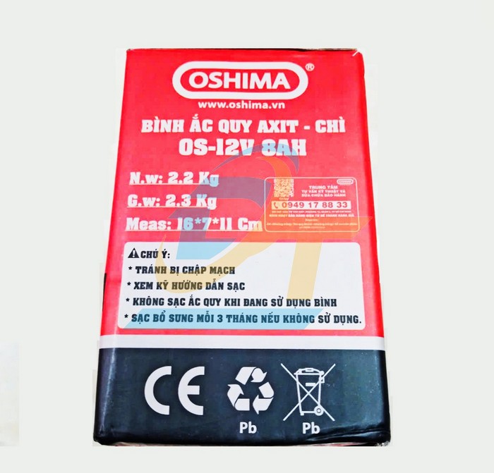 Ắc quy cho b&igrave;nh phun thuốc trừ s&acirc;u Oshima OS-12V 8AH  OSHIMA | Gi&aacute; rẻ nhất - C&ocirc;ng Ty TNHH Thương Mại Dịch Vụ Đạt T&acirc;m