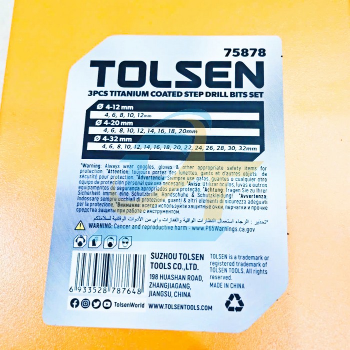 Bộ 3 mũi khoan bước Titanium HSS 4-32mm Tolsen 75878  Tolsen | Gi&aacute; rẻ nhất - C&ocirc;ng Ty TNHH Thương Mại Dịch Vụ Đạt T&acirc;m