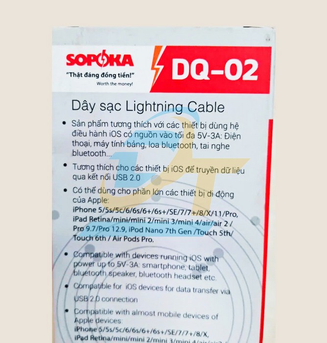 C&aacute;p sạc Iphone ch&acirc;n Lighting d&agrave;i 1m SOPOKA DQ-02 DQ-02 Sopoka | Gi&aacute; rẻ nhất - C&ocirc;ng Ty TNHH Thương Mại Dịch Vụ Đạt T&acirc;m