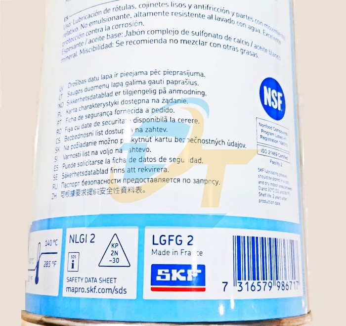Mỡ b&ocirc;i trơn d&agrave;nh cho ng&agrave;nh thực phẩm SKF LGFG 2/1 (1kg)  SKF | Gi&aacute; rẻ nhất - C&ocirc;ng Ty TNHH Thương Mại Dịch Vụ Đạt T&acirc;m