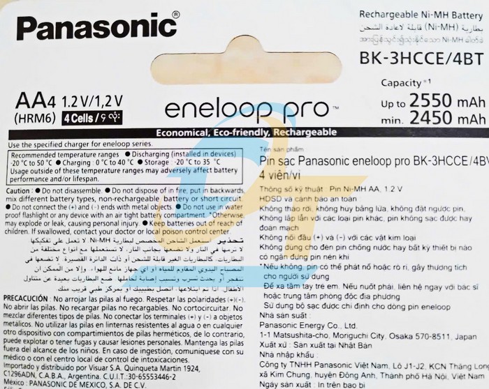 Pin sạc AA 2550mAh 1.2V Panasonic Eneloop Pro BK-3HCCE/4BT BK-3HCCE/4BT Panasonic | Gi&aacute; rẻ nhất - C&ocirc;ng Ty TNHH Thương Mại Dịch Vụ Đạt T&acirc;m