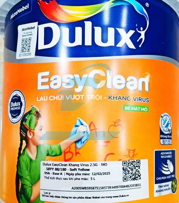 Sơn nước trong nh&agrave; Dulux EasyClean kh&aacute;ng virus 99A Base A - Th&ugrave;ng 5 l&iacute;t  Dulux | Gi&aacute; rẻ nhất - C&ocirc;ng Ty TNHH Thương Mại Dịch Vụ Đạt T&acirc;m