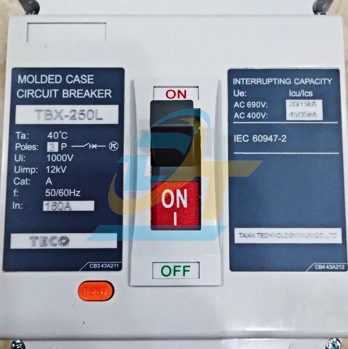 Cầu dao tự động (MCCB) Teco TBX-250L 3P 160A 45kA  Teco | Gi&aacute; rẻ nhất - C&ocirc;ng Ty TNHH Thương Mại Dịch Vụ Đạt T&acirc;m