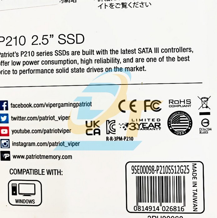 Ổ cứng SSD 2.5" 128GB Patriot P210 SATA III  PATRIOT | Gi&aacute; rẻ nhất - C&ocirc;ng Ty TNHH Thương Mại Dịch Vụ Đạt T&acirc;m